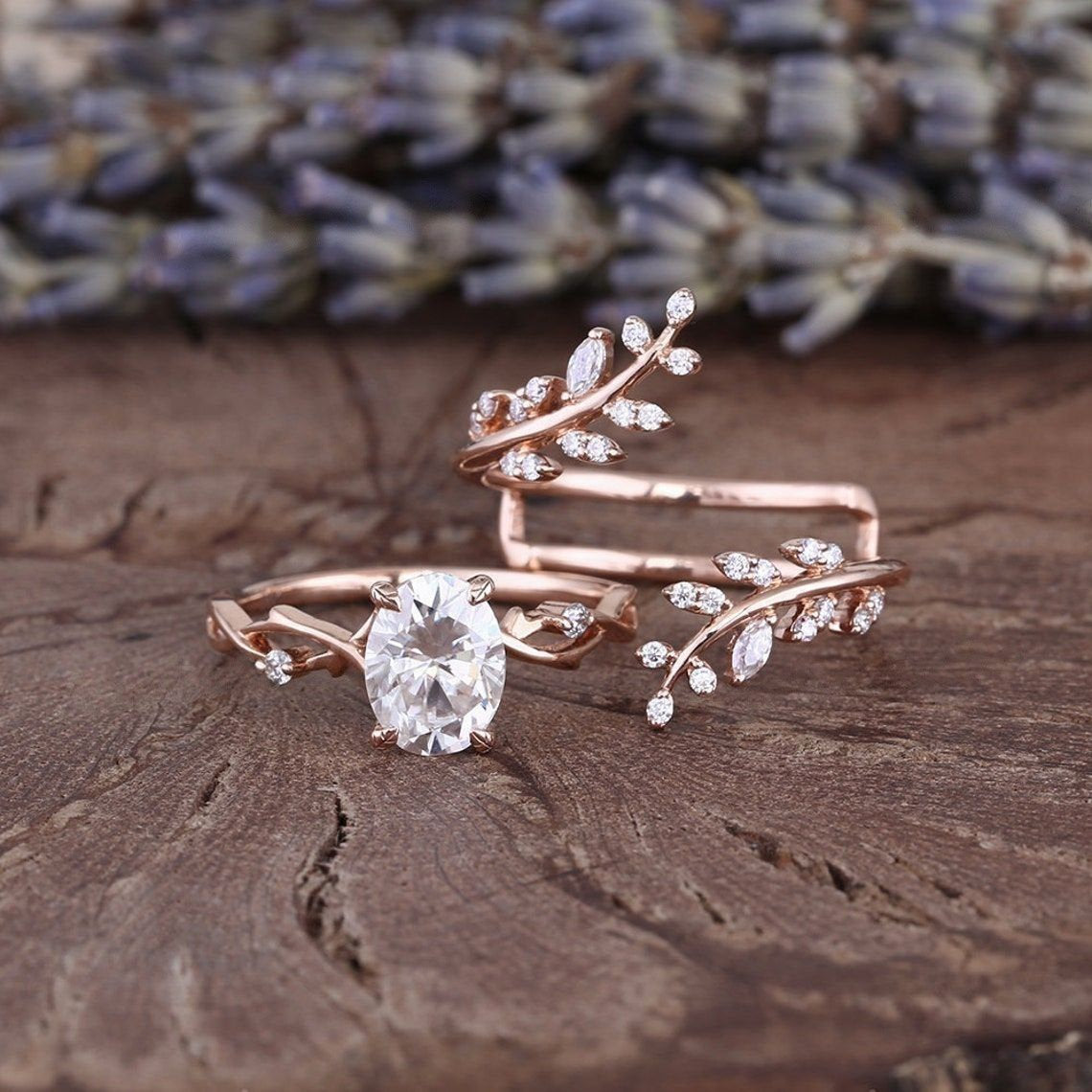 Rose Gold X Guitar String with Meteorite and Gold Leaf Ring - Rings By Krama